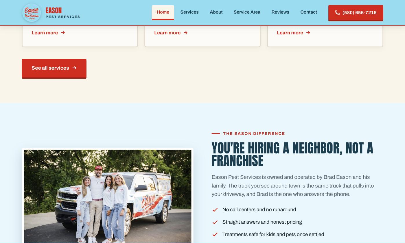 Eason Pest Services the Eason difference section