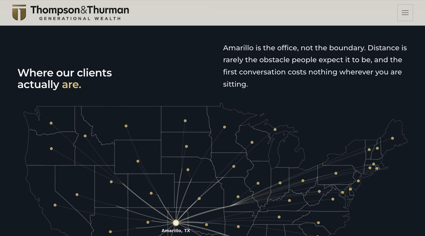Thompson & Thurman nationwide client map section